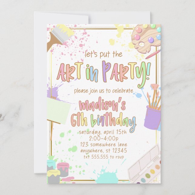 Konst i Barnkalas-inbjudan Målning Inbjudningar (Framsida)