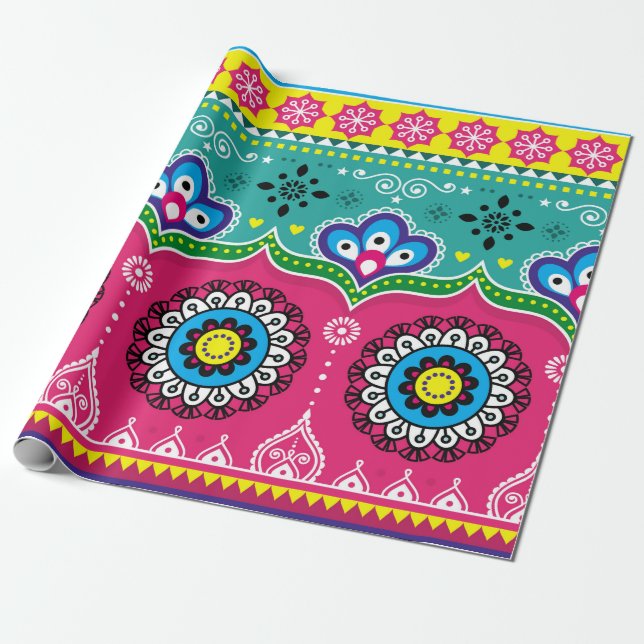 Konst i indiska och pakistanska lastbil, jingle tr presentpapper (Utrullad)