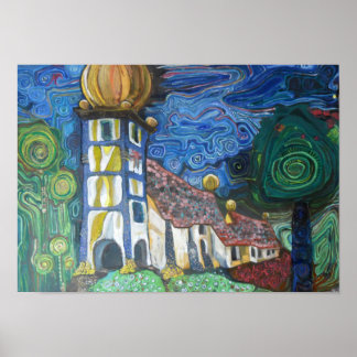 Konst inspirerad av Hundertwasser Poster