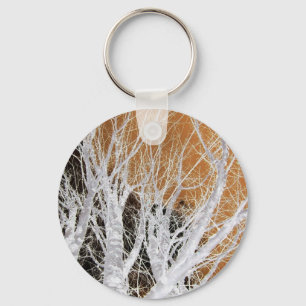Konst Keychain för silveralträd Nyckelring