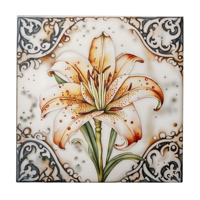 konst, lila antique ornate ceramic tiles kakelplatta (Framsidan)