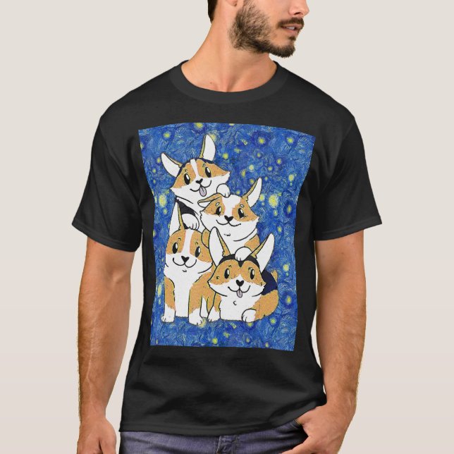 Konst Måla Corgi Hund Hög T Shirt (Framsida)