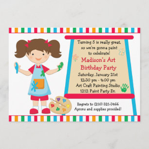 Konst målar partyfödelsedag inbjudningar