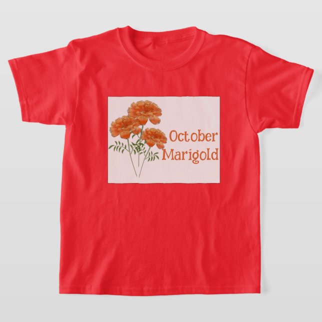 Konst Marigold Blomma Oktober Födelsedag Barn T Shirt (Laydown)