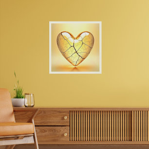 Konst med gyllene sprucket hjärta poster