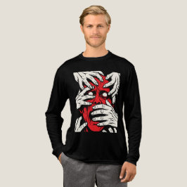 Konst med händer som täcker ansiktet skräck röd de t shirt