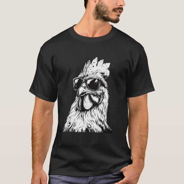 Konst med kyckling som bär solglasögon t shirt (Framsida)