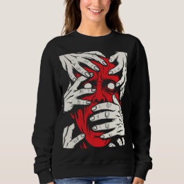 Konst med röda demoner som täcker ansiktet med hän t shirt