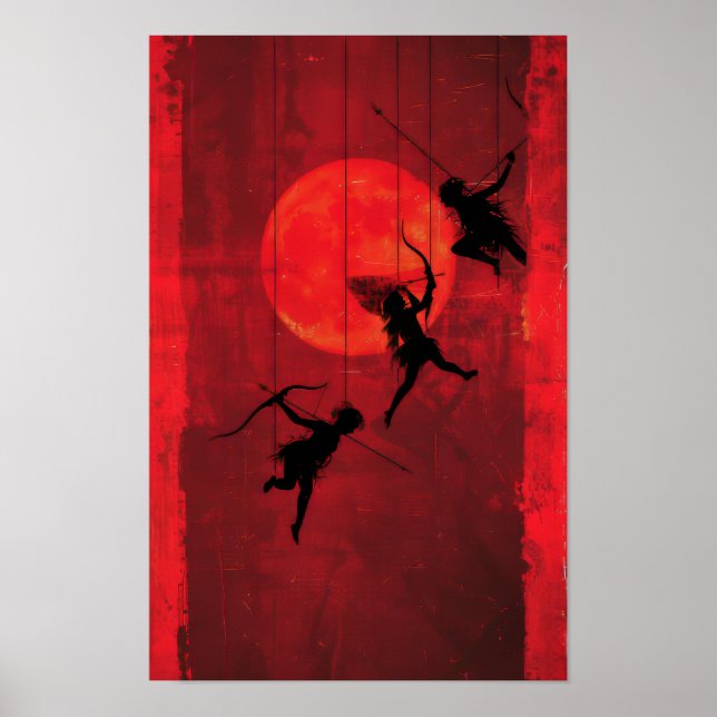 Konst med surreala Tarot Card Poster i Minimal Red (Framsidan)