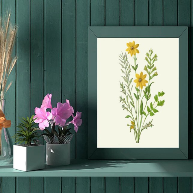 Konst med vintage gula blommor poster (Skapare uppladdad)