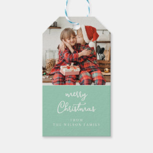 Konst mistletoe mint och vit jultomte vapensköld presentetikett