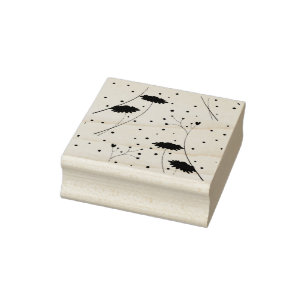 Konst, Mörk Grått Wood Art Frimärke Stämpel