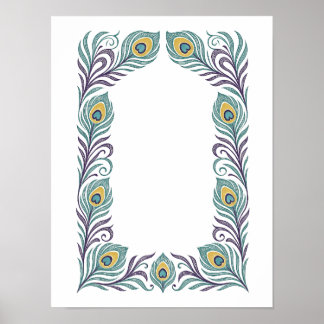 Konst Nouveau-kantaffisch med påfågelfjäder Poster