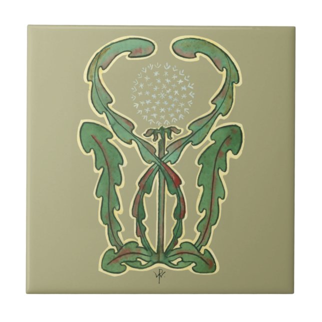 Konst och hantverk eller hantverkare 1906, blomste kakelplatta (Framsidan)