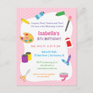 Konst och hantverk i Polka dots Barns födelsedag P Inbjudningar