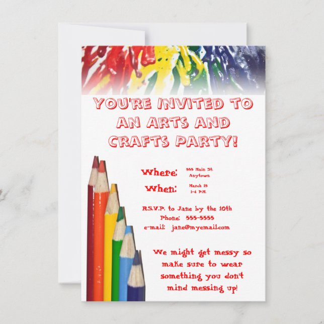 Konst och hantverk Party Inbjudningar (Framsida)