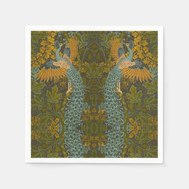 Konst och hantverk Walter Crane Påfågelmönster Pappersservett (Framsidan)
