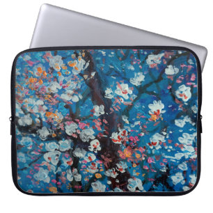 Konst oljemålning, blommar av körsbär, abstrakt. laptop fodral