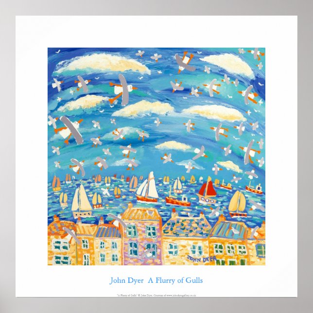 Konst Poster: En flagga av gulls, Falmouth Poster (Framsidan)