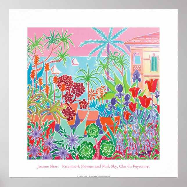 Konst Poster: Patchwork Flowers & Rosa Himlar Poster (Framsidan)