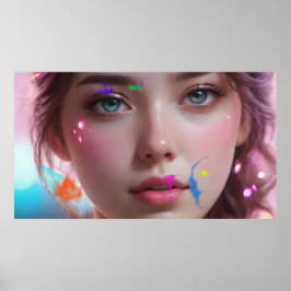 Konst Potpurri AI Flicka och Abstrakt Poster
