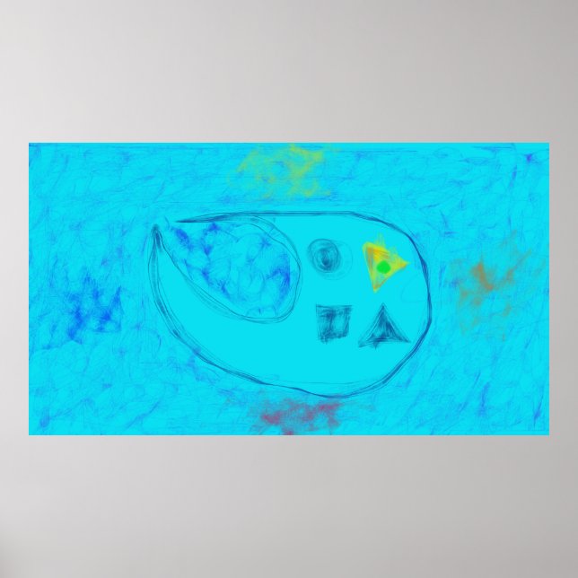 Konst Potpurri  Akvablå Minimal Abstrakt Konst Poster (Framsidan)