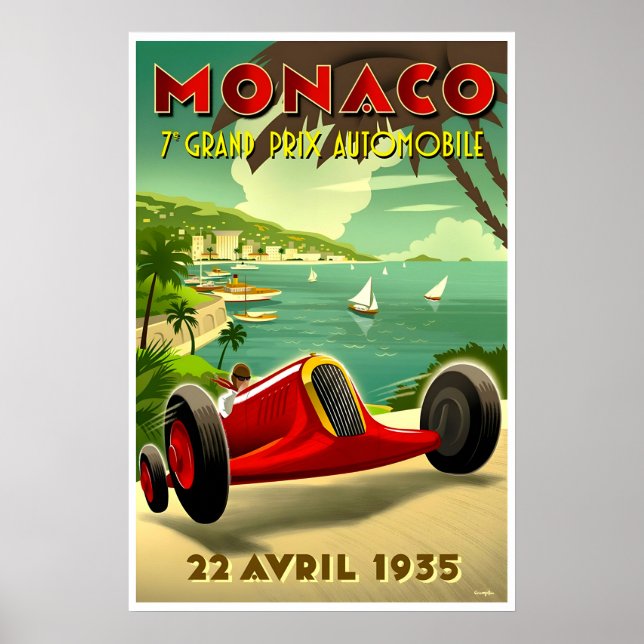 Konst Retro Affisch Monaco Racingbil Resa Affisch (Framsidan)