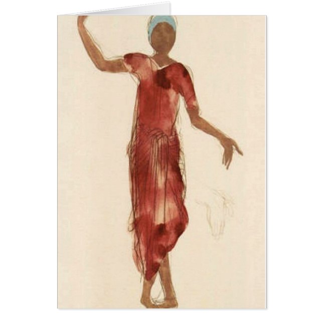 Konst~-Rodins Cambodja dansare c1906 Hälsningskort (Framsidan)