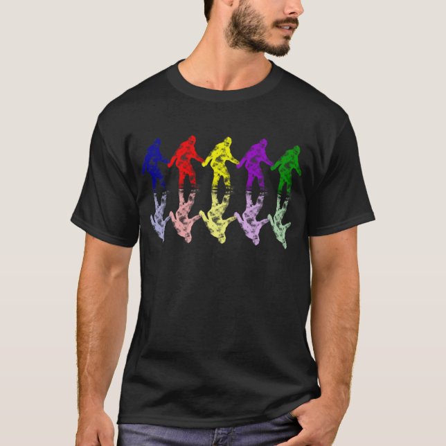 KONST SKOLAR SQUATCH - den färgrika Bigfoot T Shirt (Framsida)