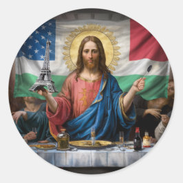 konst som skildrar Jesus från Last Supp Runt Klistermärke