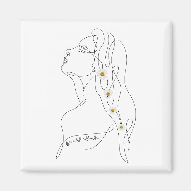 Konst teckning av kvinna - Bloom där du är Magnet (Framsidan)
