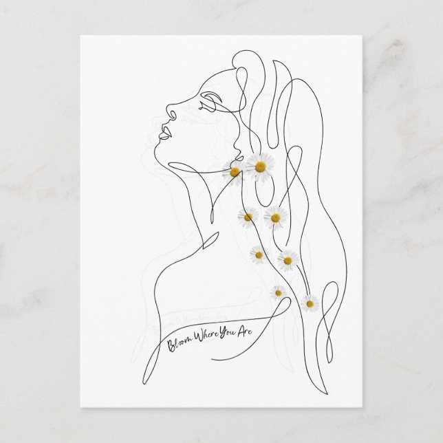 Konst teckning av kvinna - Bloom där du är Vykort (Framsida)
