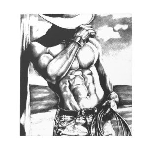 Konst teckning stilig Cowboy Body Builder Anteckningsblock