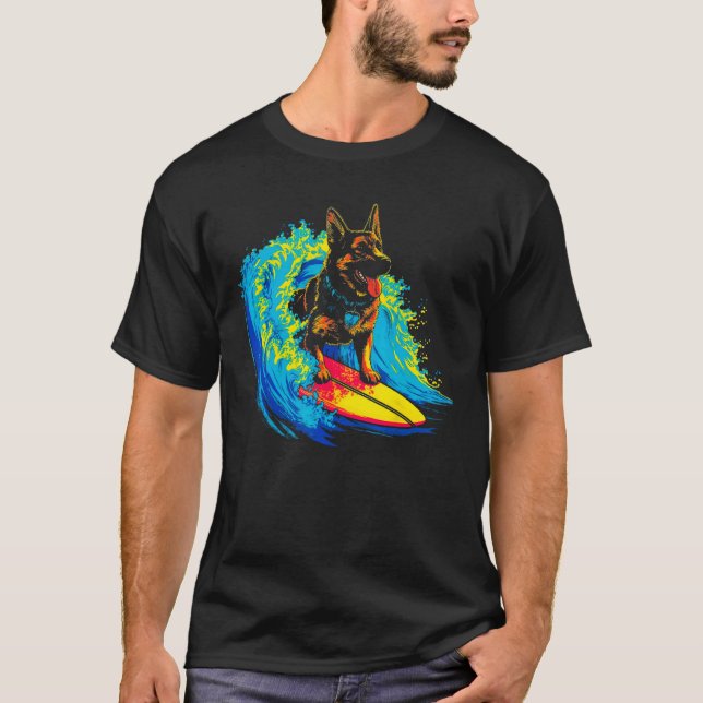 Konst tysk schäferhund Cool Surf T Shirt (Framsida)