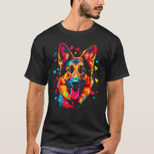 Konst tysk schäferhund kärlek hjärtan t shirt