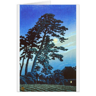 Konst Ukiyo-e för träkloss för lantgård w/Tree för Hälsningskort