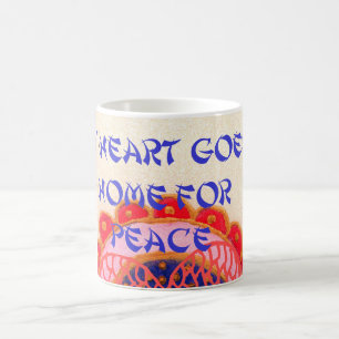 Konst utskrift av "My Heart Goes Home for Peace" Kaffemugg