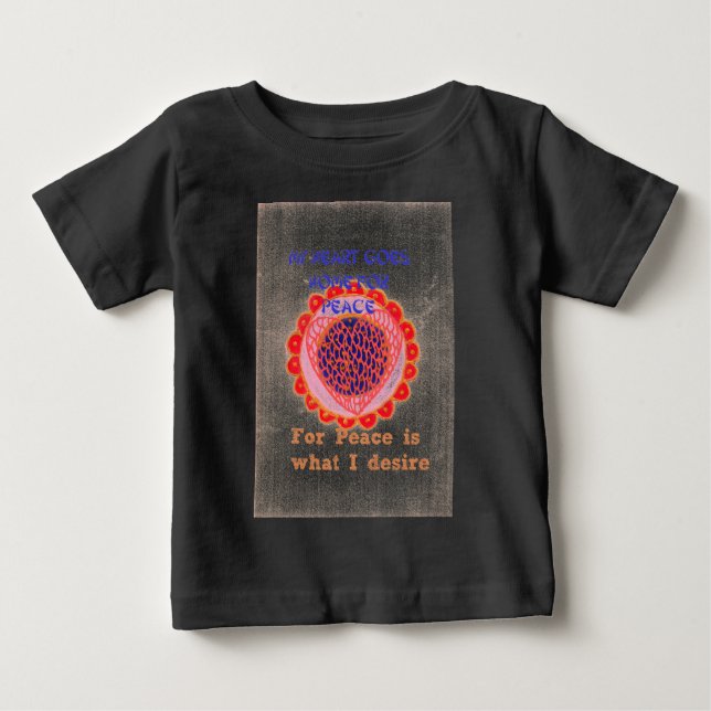 Konst utskrift av "My Heart Goes Home for Peace" Tee Shirt (Framsida)