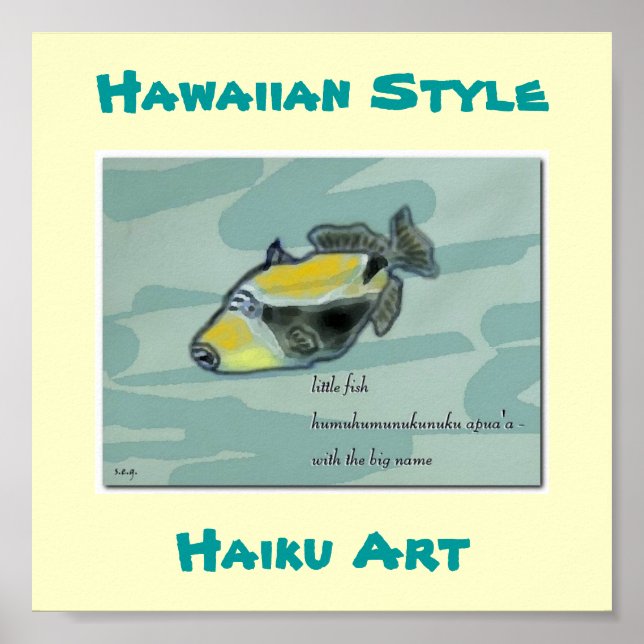 Konst utskrift från Hawaiian Stil "Humuhumunukunuk Poster (Framsidan)
