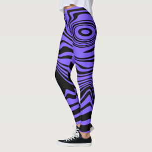 Konst Vågigt stripe Black Lila Leggings Your Färg