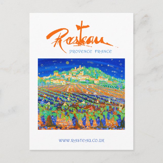 Konst-vykort: Rasteau, en natt av skottstjärnor Vykort (Framsida)
