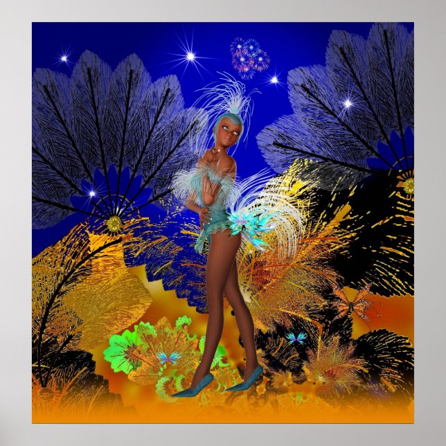 Konstaffisch Celebration Showgirl i blått Poster (Framsidan)
