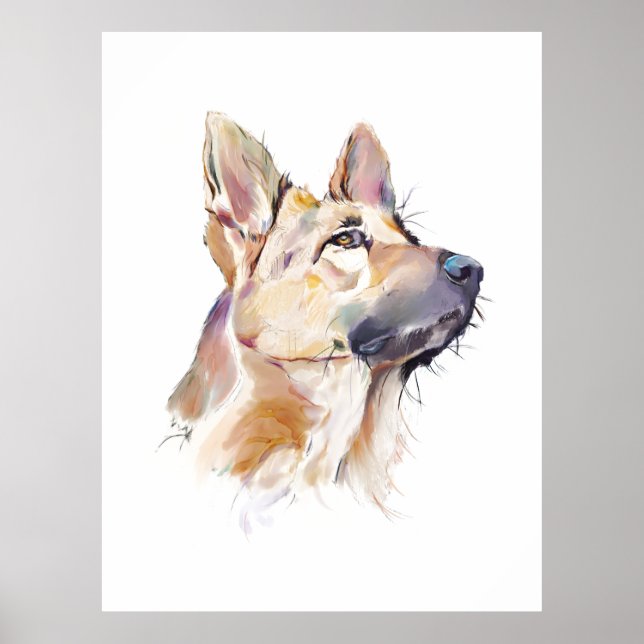 Konstaffisch för tysk schäferhund – Hundtryck Poster (Framsidan)