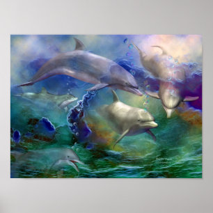 Konstaffisch/tryck för delfin dröm- poster