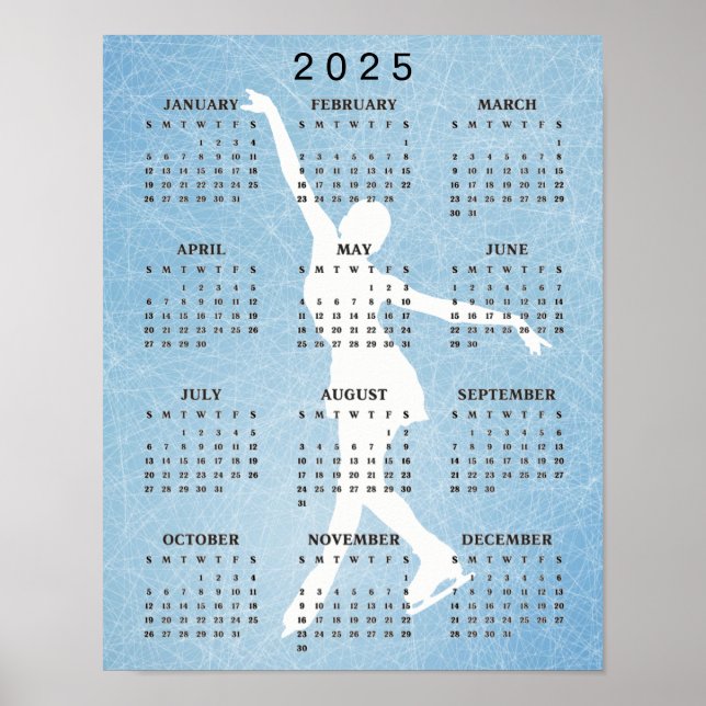Konståkare Design 2025 Kalender Poster (Framsidan)