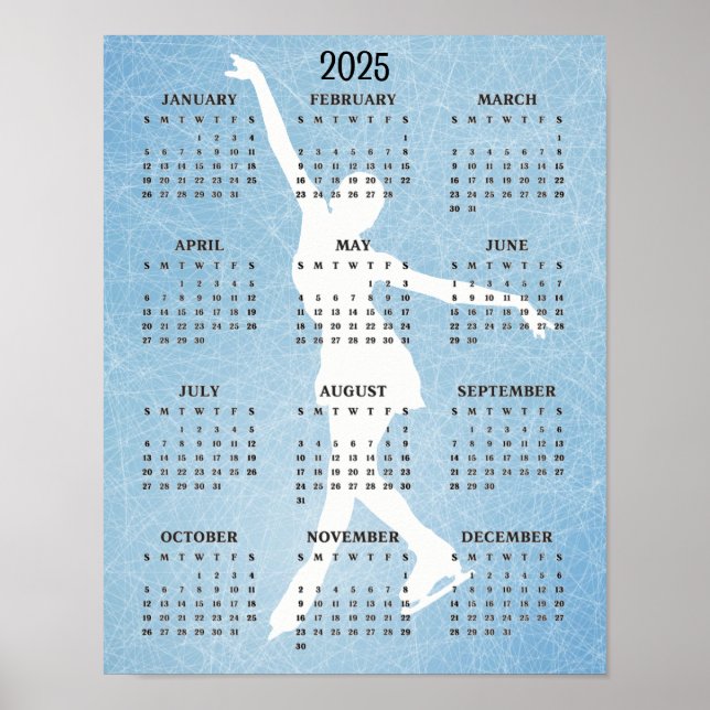 Konståkare Design 2025 Kalender Poster (Framsidan)