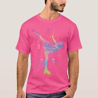Konståkare Figur Skridsko Färgglada Flickor Skrids T Shirt