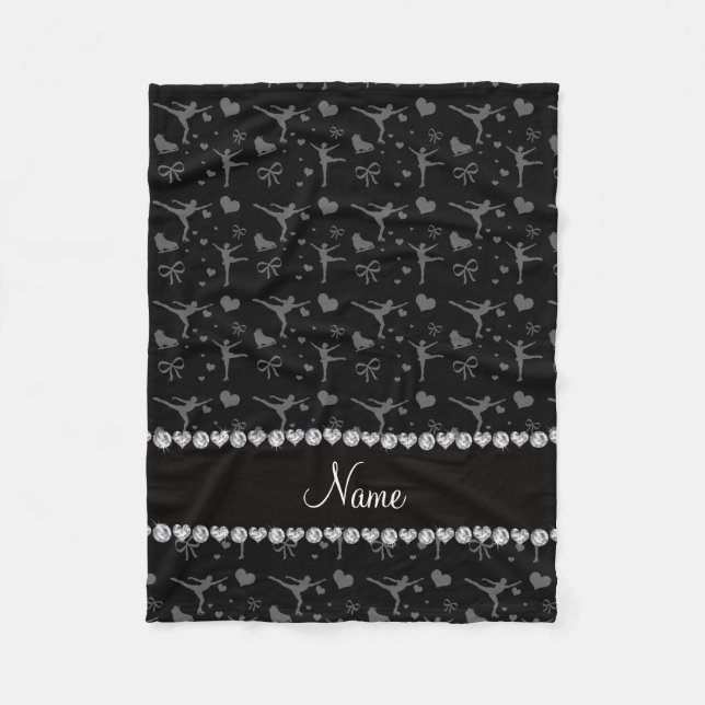 Konståkning för personlignamnsvart fleecefilt (Framsidan)