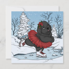 Konståkning Newfoundland Valp Vinter Värld Julkort