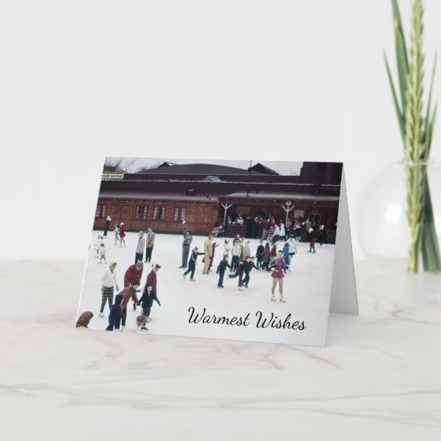 Konståkning, Retro isrink människor Vinter Helgkort (Framsida)
